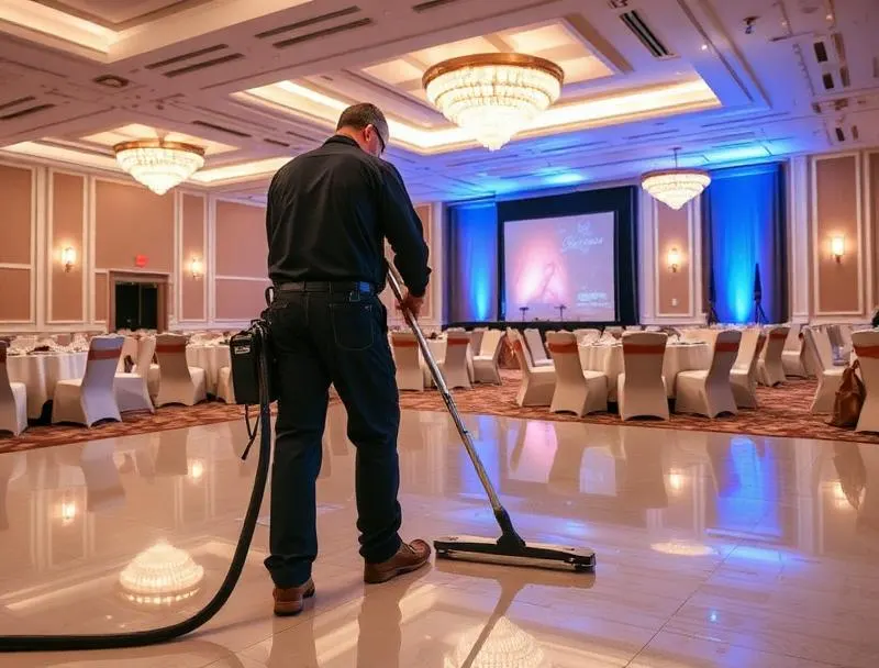 Event venue floor being cleaned