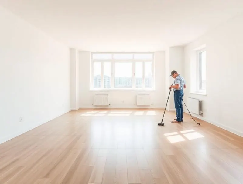 Empty room being cleaned for move-in